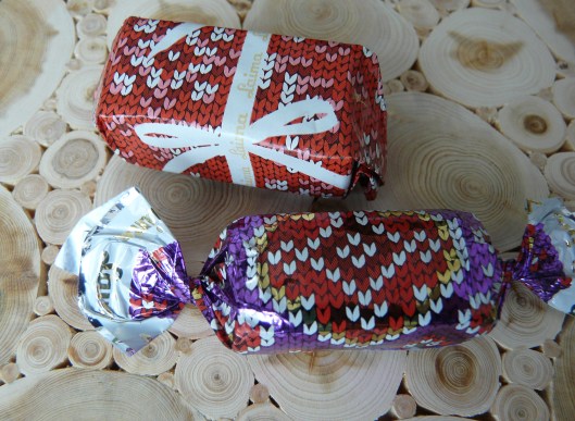 Close-up of knitted candy