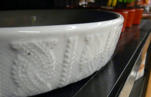 Close-up of knitted pottery